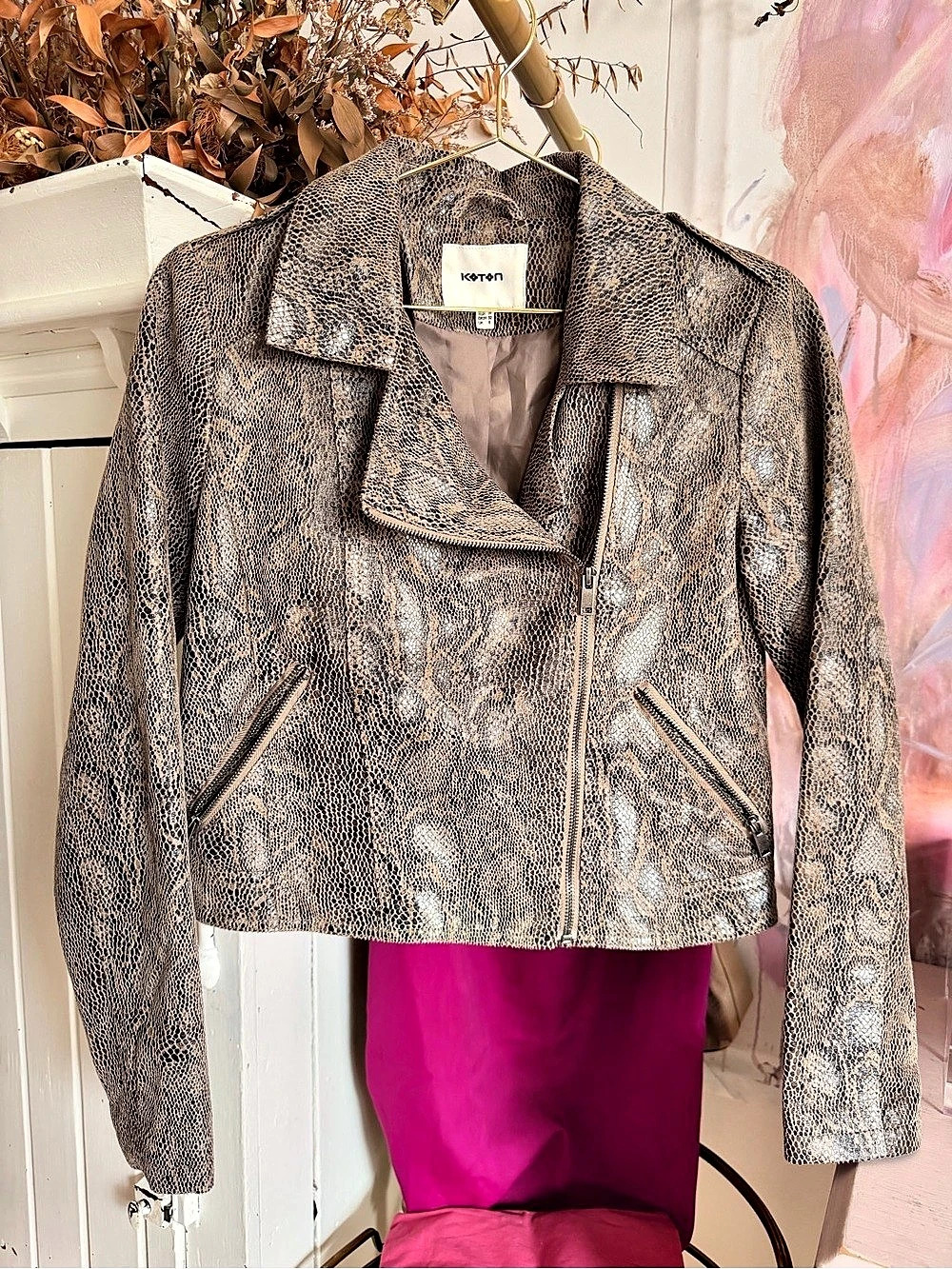 Koton Animal Print Jacket in Brown & Black Size 34 Like New